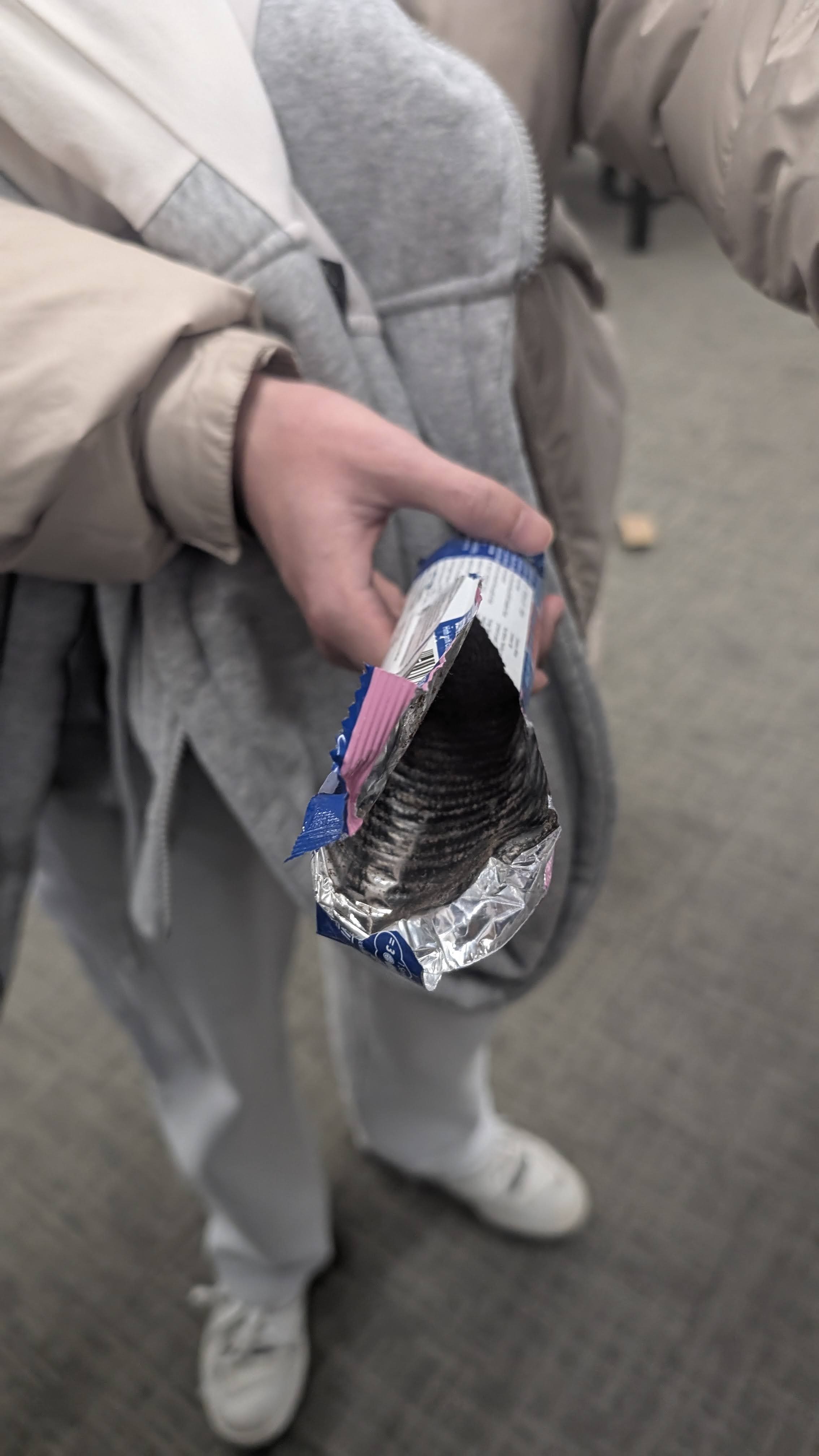 My friend was eating strawberry cream oreos.