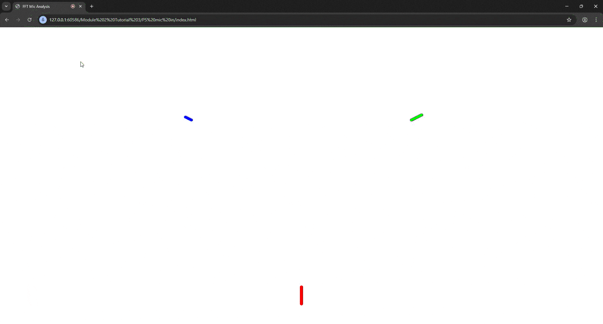 Tutorial 3 exploration of shapes and colours as well as mic reactivity/sensitivity. I tried to pull p5.js code from the recommended links and articles and incorporate my own sounds rather than use the mic, however I ran into many errors and was not able to get it working.