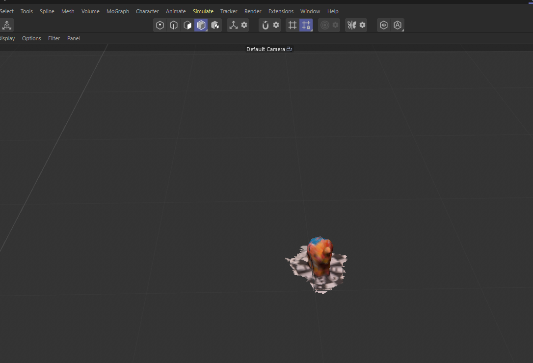 My elephant object imported into C4D. I needed to crop and edit it as the scanning paper was still included.
