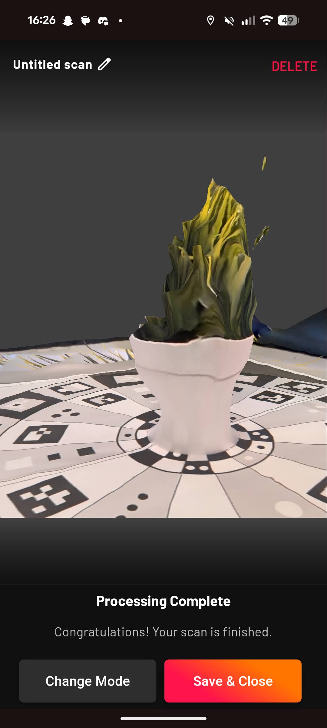 One of my tried and failed objects in scaniverse, a potted plant that got super cut off and got too much of the background.