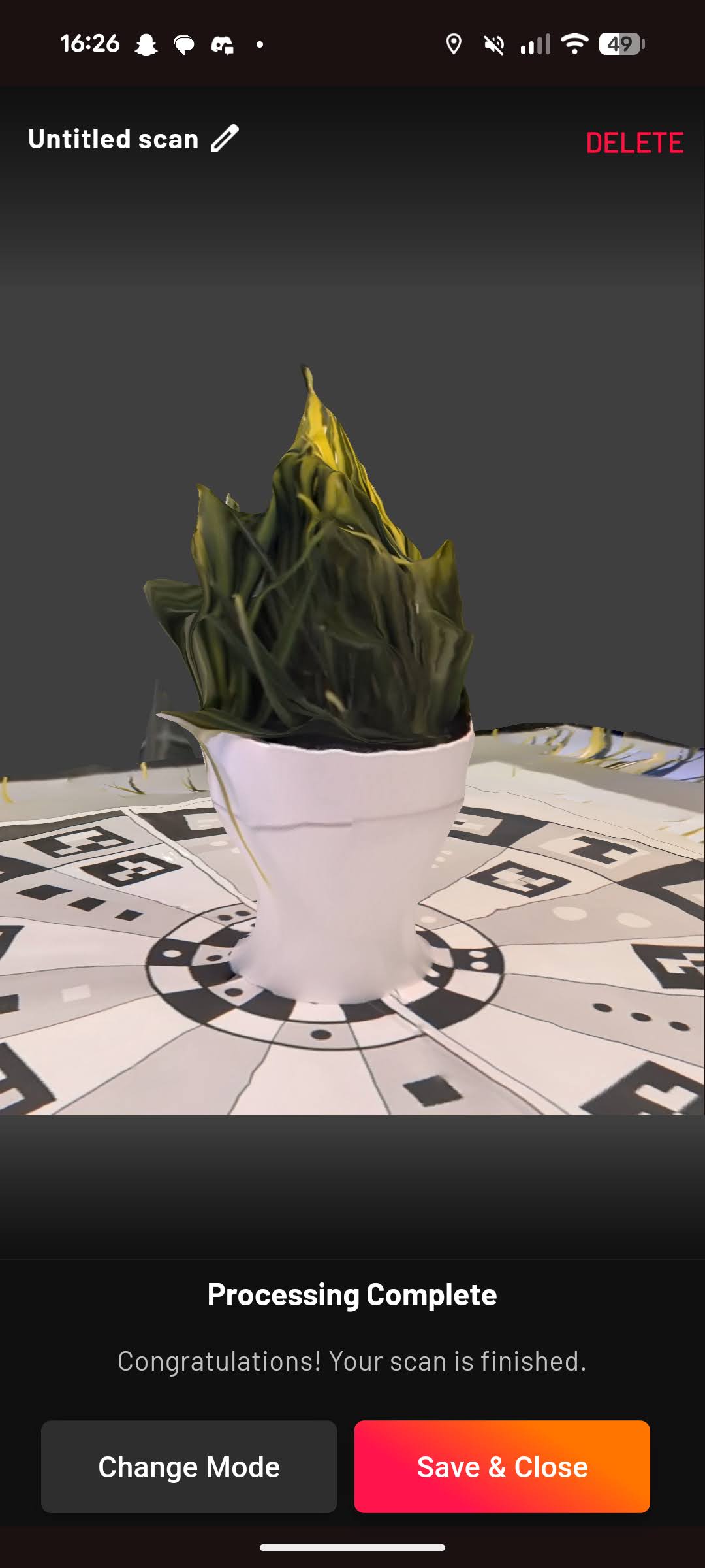One of my tried and failed objects in scaniverse, a potted plant that got super cut off and got too much of the background.